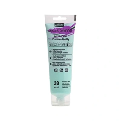 Image de Pébéo Peinture Acrylique Texture Crème pour la Décoration Finition Mate 120 ML Vert Aqua
