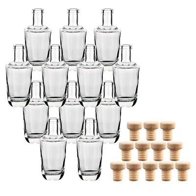 Image de gouveo set de 12 bouteilles en verre 250 ml Alchimia avec bouchons (HGK) petites liège pour remplir liqueur