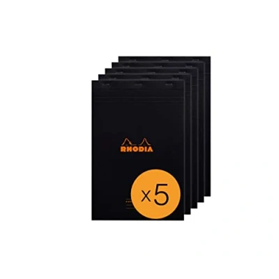 Image de RHODIA 194009Cpack Bloc Notes Agrafé Meeting N19 Black A4+ Pré Imprimé Date/Notes/Action 80 Feuilles Détachables Papier Clairefontaine Blanc g/m² Paquet de 5 blocs