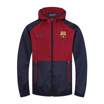 Image de FC Barcelone Officiel Coupe Vent/Imperméable thème Football garçon Bleu Marine/Rouge 12 13 Ans