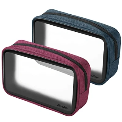 Image de ProCase Trousse de Toilette Transparente Anti Fuite,【Lot 2】 Pochette Voyage pour l’Avion, Sac Maquillage, Rasage, Bagages à Main sans Rien Oublier, Résistant l&#039;eau, Bien Organisé Mixed