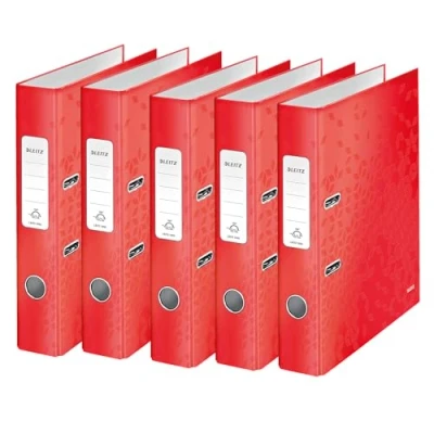 Image de Leitz 10064026 Lot de 5 classeurs qualité à 180 Rouge Format A4 Dos 50 mm