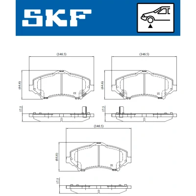 Image de SKF VKBP 80334 A Jeu de plaquettes frein avec indicateur d&#039;usure JEEP: Compass, Cherokee III, IV, CHRYSLER: GRAND 5OYAGER 5