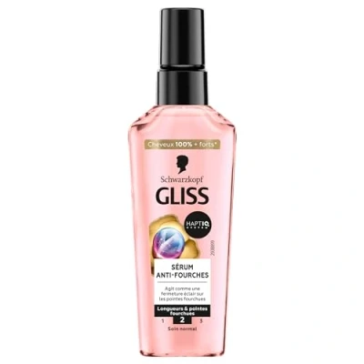 Image de Schwarzkopf GLISS Sérum Anti Fourches Renforce la Structure du Cheveux Apporte Résistance &amp; Nutrition Haptiq System Longueurs Pointes Fourchues 100% Plus Forts Soin Normal 75ml