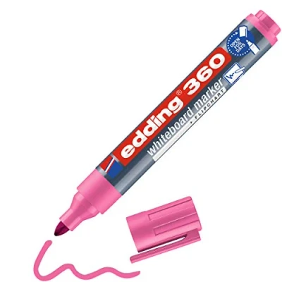 Image de edding 360 Marqueur pour tableaux blancs rose 1 stylo pointe ronde 1,5 3 mm feutre effaçable blanc, magnétique, mémo et chevalet de conférence sketchnotes