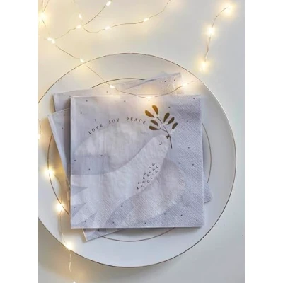 Image de Talking Tables Lot de 20 serviettes jetables en papier Noël, recyclage, gui enchanteur, blanc sur le thème utilisation tout au long l&#039;année, découpage, restauration, à motifs