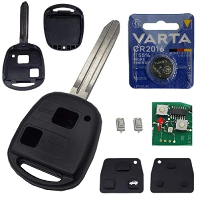 Image de TOYOTA Boitier de clé plip télécommande érsatz Kit réparation AVENSIS AYGO COROLLA RAV4 YARIS Clavier mikrotaster caoutchouc bouton poussoir Batterie Neuf