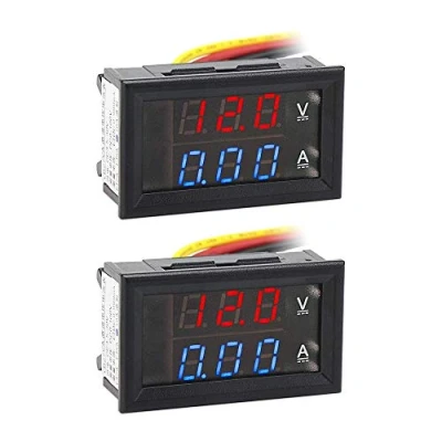 Image de 2 Pcs 0,28&quot;LED Voltmètre Numérique Ampèremètre DC 0 100V 10A, Volt Amp 2in1 Testeur pour 12V / 24V Multimètre Ampérage Mètre Jauge Panneau