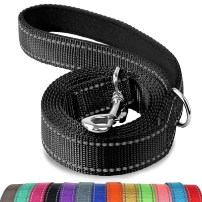 Image de Joytale Laisse Double Face Réfléchissante Robuste pour Chien, avec Poignée Rembourée,1.8m x 2cm,Noir