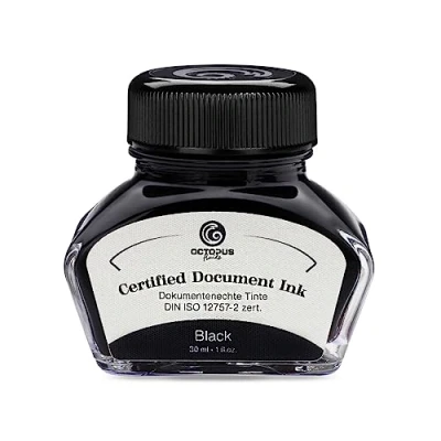 Image de Octopus Fluids Document Encre noire indélébile certifiée DIN ISO 12757 2 Noir 30 ml