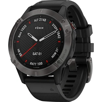 Image de Montre connectée Fenix 6 Gris carbone saphir Ecran 1,3&quot; Lunettes en acier inoxydable
