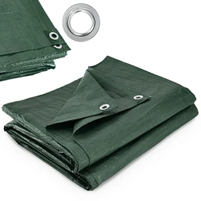 Image de KADAX Bâche Imperméable en Polyéthylène et Polypropylène 90g/m2, Bache de Protection Robuste avec Oeillets Métal Résistant (Vert, 5 x 6 m)