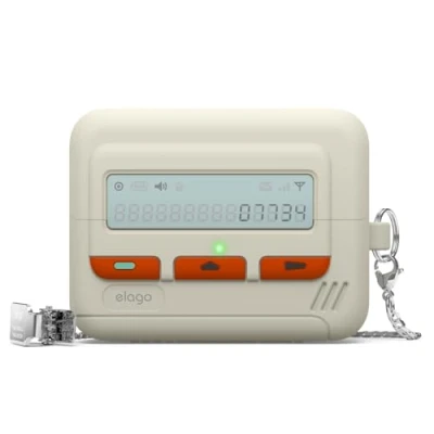 Image de elago Coque Pager Compatible avec Samsung Galaxy Buds 3 / Pro, Lanière Incluse, Résistant aux Chocs, Protection Complète (Blanc Classique)