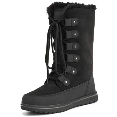 Image de Polar Boot Femmes Grand Durable Fausse Fourrure Hiver Pluie Neige Imperméable De Plein Air Veau Bottes 7 BLK40 AYC0530