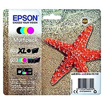 Image de Epson Multipack 603 Etoile de Mer, Cartouches d&#039;encre d&#039;origine, 4 couleurs : Noir XL, Cyan, Magenta, Jaune, XP 2100 2150 3100 3150 4100 4150 WF 2810DWF 2820 2840 2850D 2870