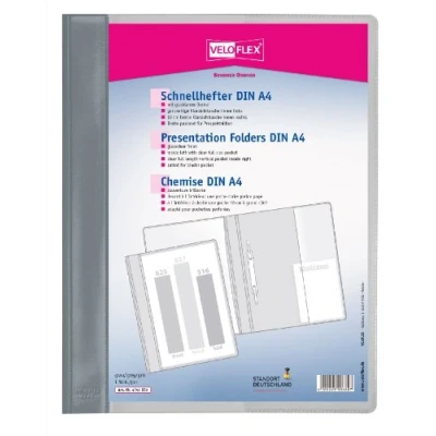 Image de VELOFLEX 4741081 Dossier rapide VELOFORM, 1 unité, DIN A4, gris, PVC, couverture avant transparente, convient pour les pochettes à prospectus