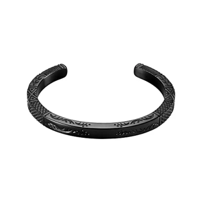 Image de murtoo bracelet homme, viking, en acier inoxydable, argent, pour hommes, femmes（Noir,22,5cm