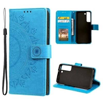 Image de CoverKingz Housse téléphone Portable pour Samsung Galaxy S22 Plus étui avec Compartiment Carte Cover Protection à Rabat Motif Mandala Bleu