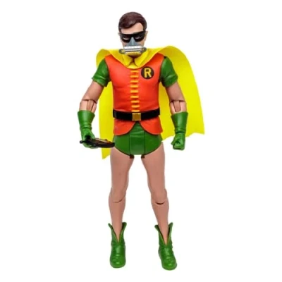 Image de BANDAI McFarlane DC Retro Batman 66 Figurine d&#039;action Robin avec Masque à oxygène, Multicolore, TM15063