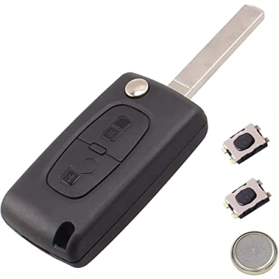Image de LAKAMODO Coque plip clé 2 Boutons pour Peugeot 206 207 308 3008 5008 Citroen C1 C2 C3 C4 C5 C8 Evasion CE0523 Pile sur Circuit + Switch