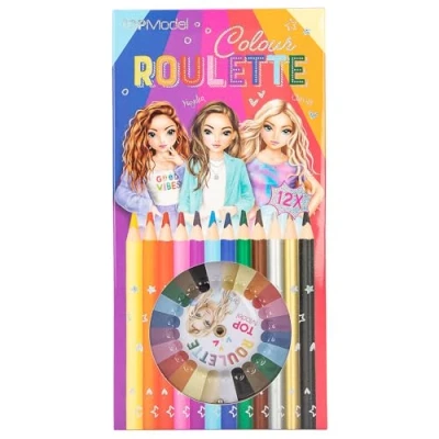 Image de Depesche 12103 TOPModel Colour Jeu de coloriage avec 12 Crayons Fins et Une Roulette Boule pour Choisir la Couleur suivante, Multicolor, Taille Unique