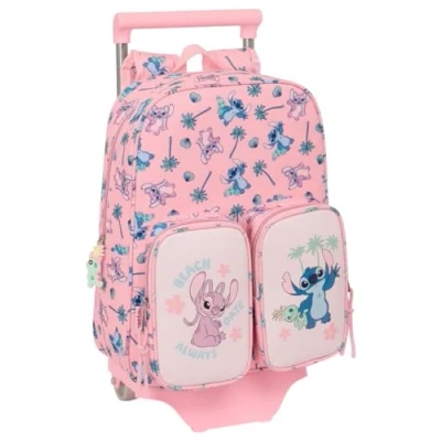 Image de safta STITCH BEACH Sac à dos pour enfant avec chariot 705, idéal enfants de différents âges, confortable et polyvalent, qualité résistance, 26 x 11 34 cm, rose pastel, M, Décontracté
