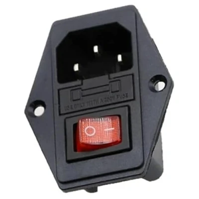 Image de prise encastrable C14 pour appareils à froid, avec interrupteur rouge et fusible, 3 broches 220 250 V/10 A, audio femelle, connecteur d&#039;entrée en 1
