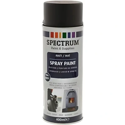 Image de Peinture en aérosol noir mat haute température 800c max 400ml feu pot etc..