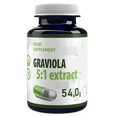 Image de Hepatica Extrait de fruit Graviola équivalent à 2500 mg (500 d&#039;extrait 5:1) 90 gélules végétales, Testé par un Laboratoire tiers, sans gluten ni OGM