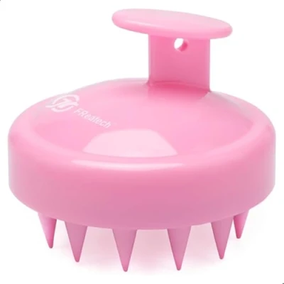 Image de FReatech Brosse à Cheveux en Silicone pour Shampooing et Massage Cuir Chevelu, [Humide &amp; Sec] Masseur Tete, Nettoyage Profondeur Exfoliation Douce, Stimuler la Croissance des Cheveux, Rose