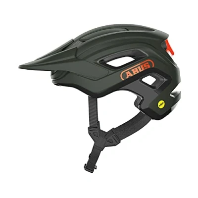 Image de ABUS MTB Helm Cliffhanger MIPS Casque de vélo pour les trails exigeants avec protection contre chocs et grandes ouvertures d&#039;aération Femme Homme Vert foncé, L (57 61 cm)