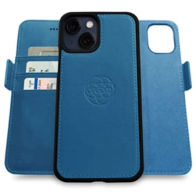Image de dreem Fibonacci Compatible avec iPhone 13 funda cartera / 2 en 1 étui Antichoc et Folio Amovible Cuir végétal, MagSafe, Protection RFID [Ardoise]