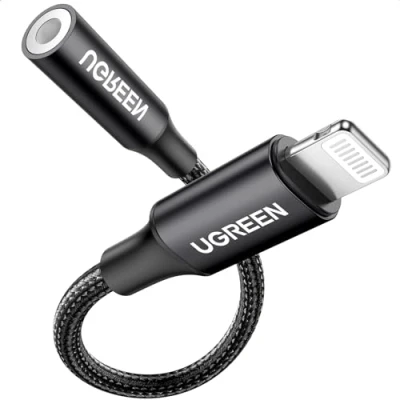 Image de UGREEN Adaptateur Lightning vers Jack 3.5mm Certification MFi AUX Audio Casque Compatible avec iPhone 14 Pro Max 13 12 Mini 11 SE XR XS X iPad (Noir)