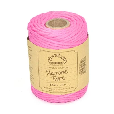 Image de EVERLASTO Bobine de Ficelle en Coton Doux pour macramé 38/6 (4 mm Environ) Fuchsia 50 m