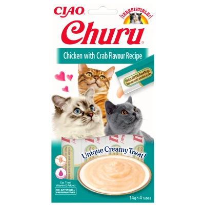 Image de Inaba Churu pour chats Purée de Poulet et Crabe