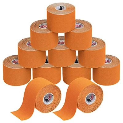 Image de ALPIDEX Ruban Adhésif de Kinésiologie 5 m x 5,0 cm Diverse Couleurs 1/3/ 6/12 rouleaux E Book Exemples D&#039;application Bandes Kinesiology Tape, Couleur:orange, Quantité:12