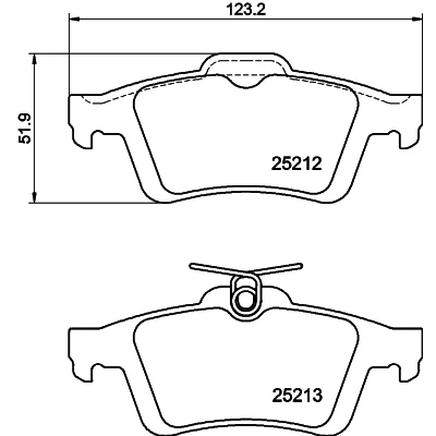 Image de HELLA 8DB 355 015 761 Jeu de plaquettes frein non préparé pour indicateur d&#039;usure FORD: FOCUS 3, KUGA 2, C Max VOLVO: V40 3/5 portes, V50, C30