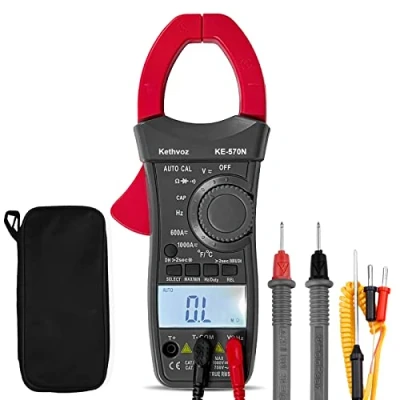 Image de Pince Ampèremétrique Numérique 1000A, Kethvoz Multimetre Mesurez DC/AC Tension Courant Résistance Ohm Capacité et d&#039;Appel, 6000 Points TRMS Professionnel Voltmètre Ampèremètre 570N