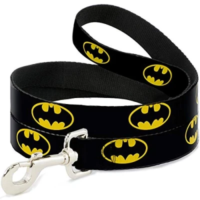 Image de Buckle Down Laisse pour Chien Batman Shield Noir/Jaune 1,8 m de Long 3,8 cm Large
