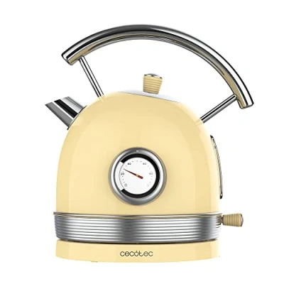 Image de Cecotec Bouilloire électrique ThermoSense 420 Light Yellow. Capacité : 1,8 litres, 2200 W, compteur de température, base 360 , acier inoxydable, style vintage, jaune, 01484
