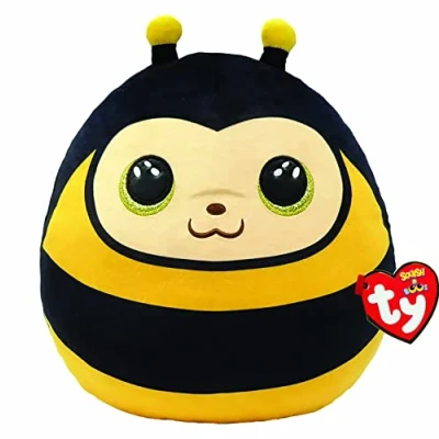 Image de Ty Squish a Boos Coussin Zinger l&#039;abeille 20cm, Jaune/Noir, TY39230, À Rayure, 20 cm