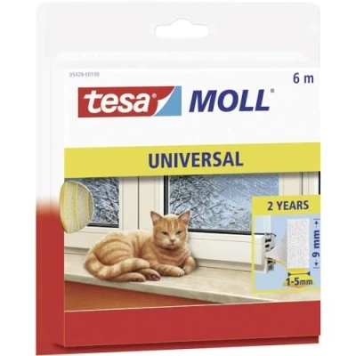 Image de tesamoll Universal Portes et Fenêtres Joint d&#039;Isolation Thermique Adhésif en Mousse Peut Être Utilisé comme Anti Bruit Comble des Espaces de 1 à 5 mm Blanc 6m:9mm