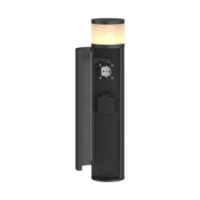Image de Lucande luminaire extérieur Corban à intensité variable en Gris Aluminium (1 lampe,à G9), borne lumineuse, pour socle