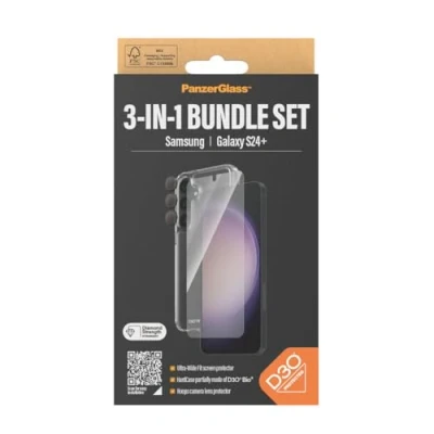 Image de Protection d&#039;écran PANZERGLASS 3 en 1 Bundle Verre trempé Transparent Compatible Samsung