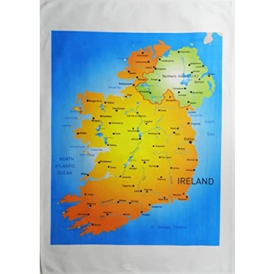 Image de Half a Donkey Grand torchon en Coton Motif Carte de l&#039;Irlande et du Nord