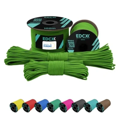 Image de EdcX 2 mm Nylon Paracord 275 (15, 30, 50 and 100 m) 100% Rope, 3 Strand Cord, Cord in Many Colours (Green Golf, 30