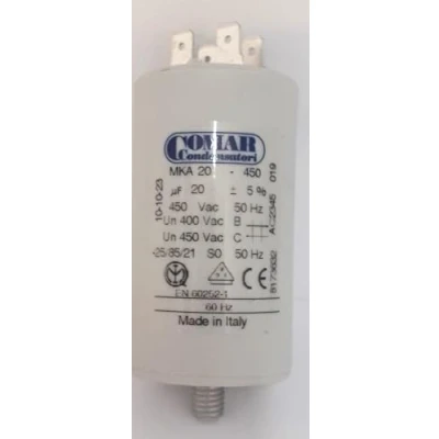 Image de Condensateur permanent pour moteur, 20uF, 450V, Polypropylène métallisé, Borne Faston double, Comar