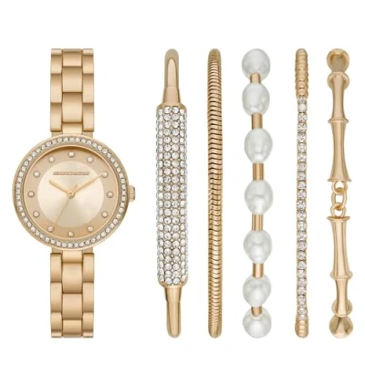Image de Skechers Coffret pour Femme Comprenant Une Montre Glitz à 3 Aiguilles en Alliage de Couleur dorée et Un Bracelet, SR9084
