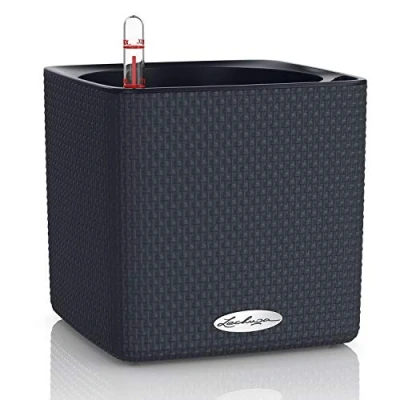 Image de Lechuza Pot de Fleurs d’Extérieur et d&#039;Interieur Cube Color Réserve d&#039;Eau Intégrée Coloris Gris Ardoise 17 x 16 cm