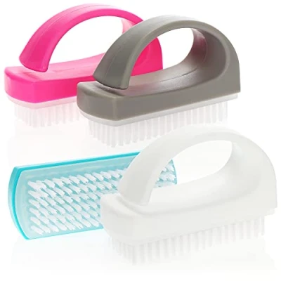 Image de com four® 4X Brosse à Main Ongles avec poignée Laver la de Nettoyage colorés (04 pièces mélange Couleurs 3)